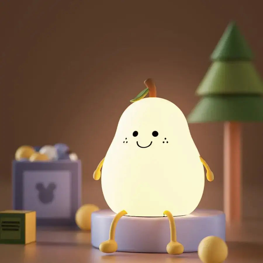 Yellow pear silicone rechargeable night light bedroom lamp