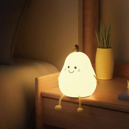 Yellow pear silicone rechargeable night light bedroom lamp