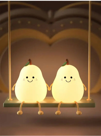 Yellow pear silicone rechargeable night light bedroom lamp
