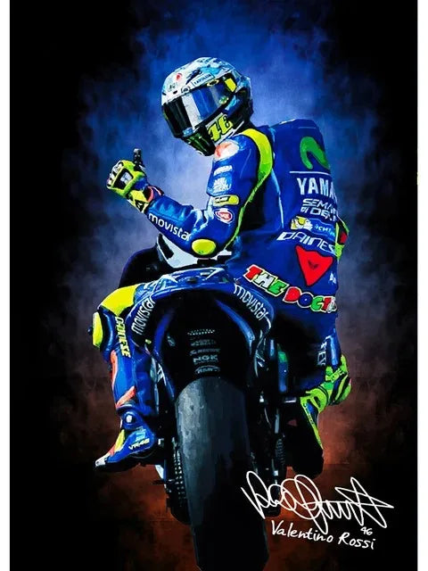 DecorBites™ Valentino Rossi Motorcycle Racing Canvas Wall Art