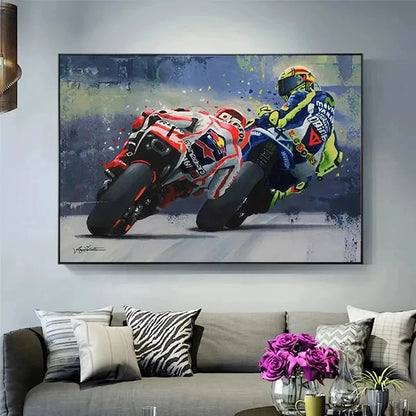 DecorBites™ Valentino Rossi Motorcycle Racing Canvas Wall Art