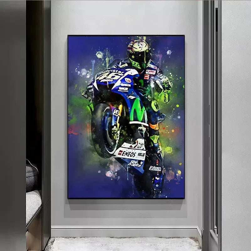 DecorBites™ Valentino Rossi Motorcycle Racing Canvas Wall Art