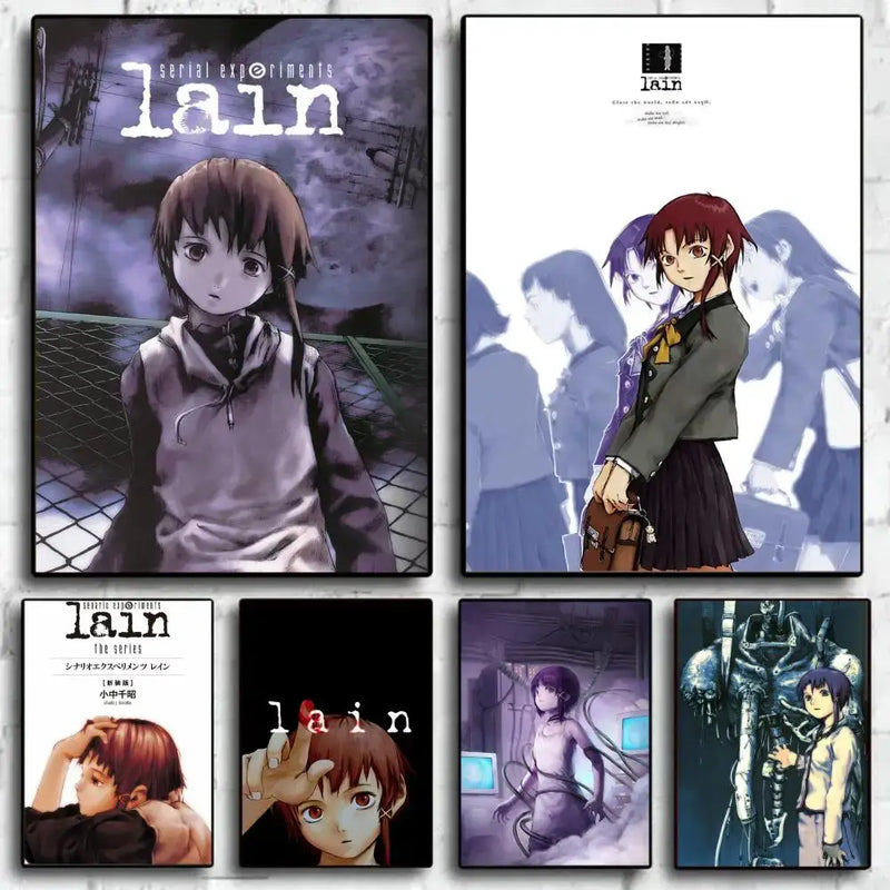 Vintage dark gray & purple anime sticky posters bedroom decor
