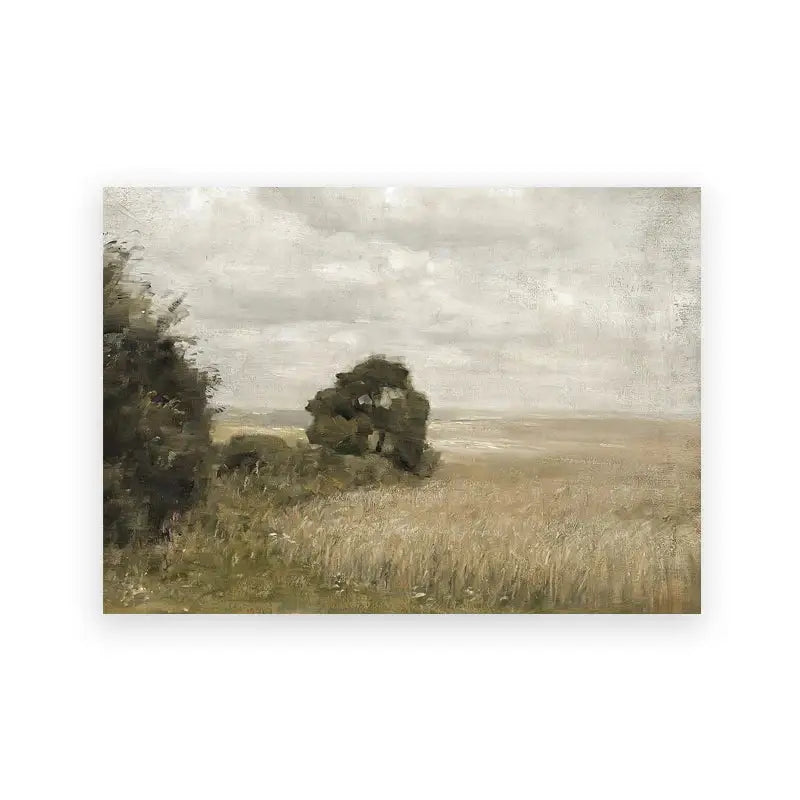 Vintage farmhouse landscape oil painting for living room wall art
