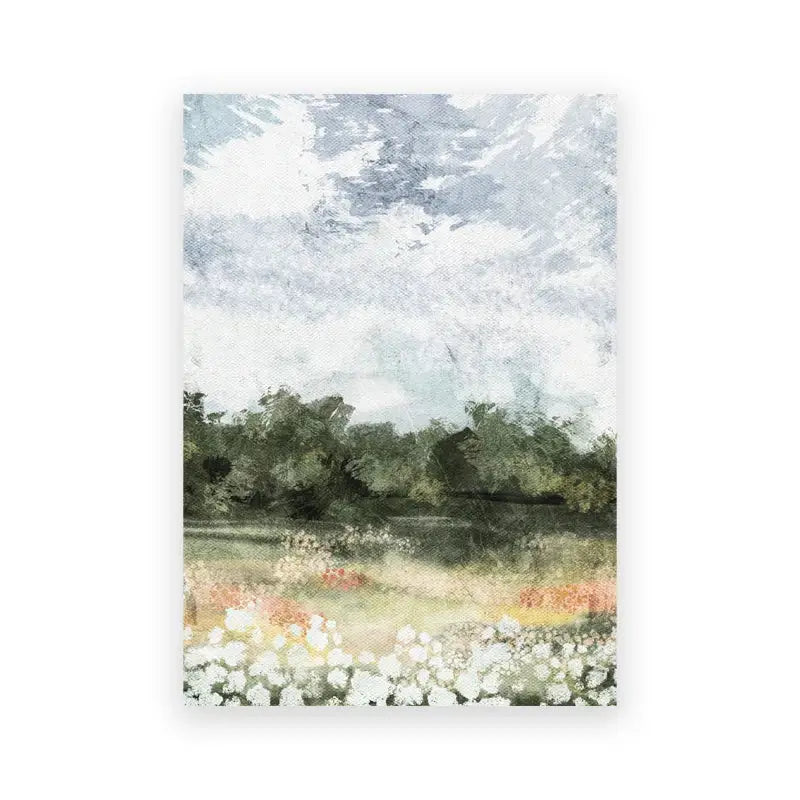 Vintage pink and white floral landscape wall art – living room canvas