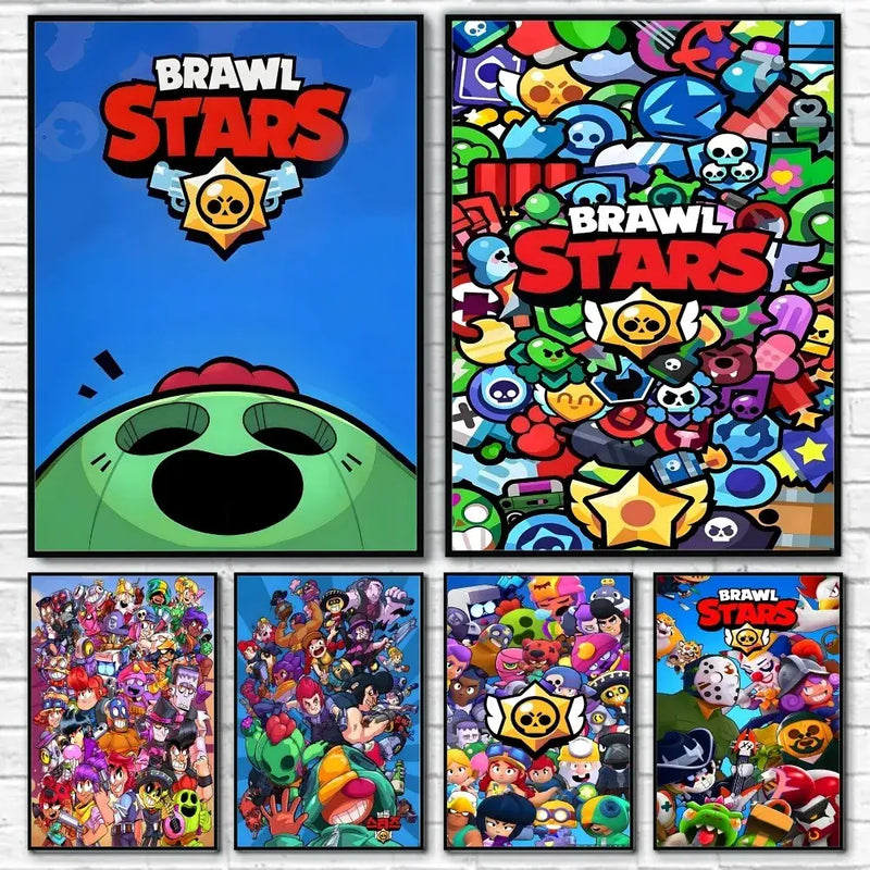 Vintage colorful brawl stars game poster game room wall art