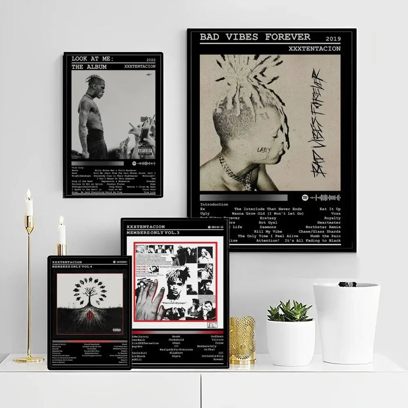 Vintage hip hop black & white framed poster bedroom wall decor