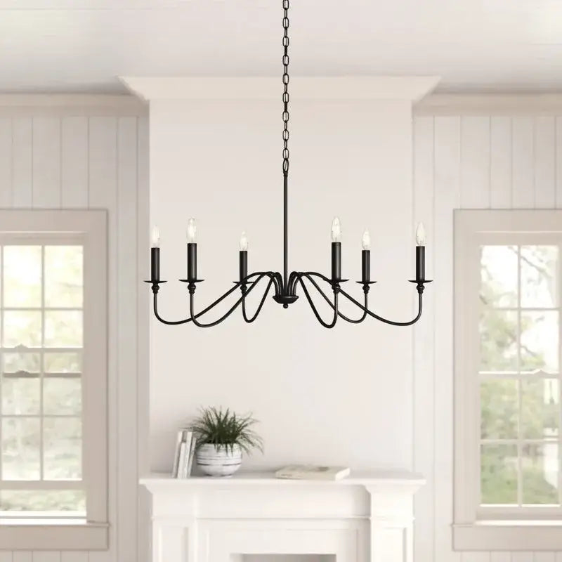 Vintage black & gold 6-light living room chandelier