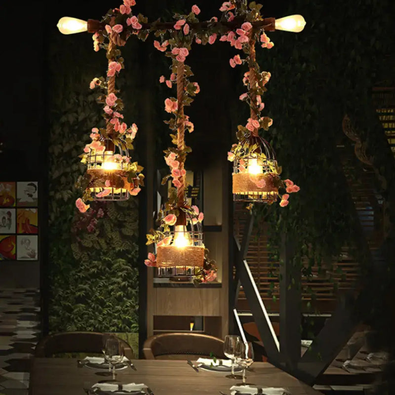 Vintage black flower island ceiling light kitchen e26 e27 chandelier