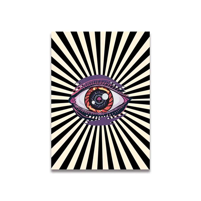 Vintage pink cartoon print eye canvas wall art bedroom decor