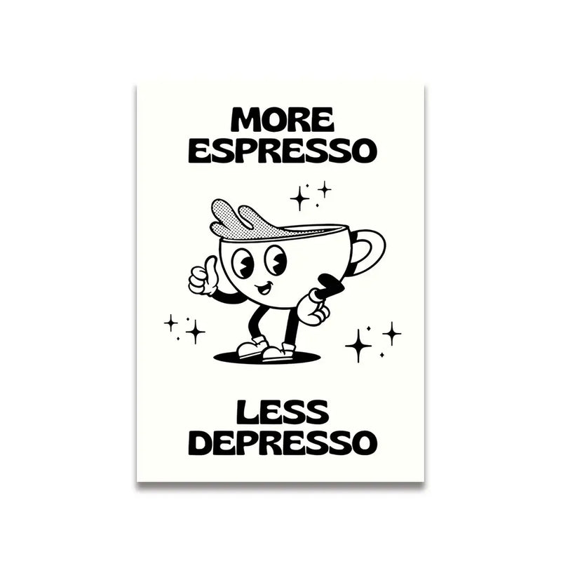 Vintage pink cartoon print espresso wall art kitchen decor