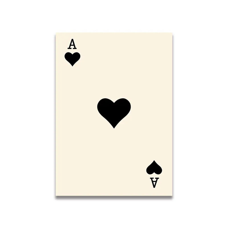 Vintage pink cartoon print ace of hearts canvas bedroom wall art