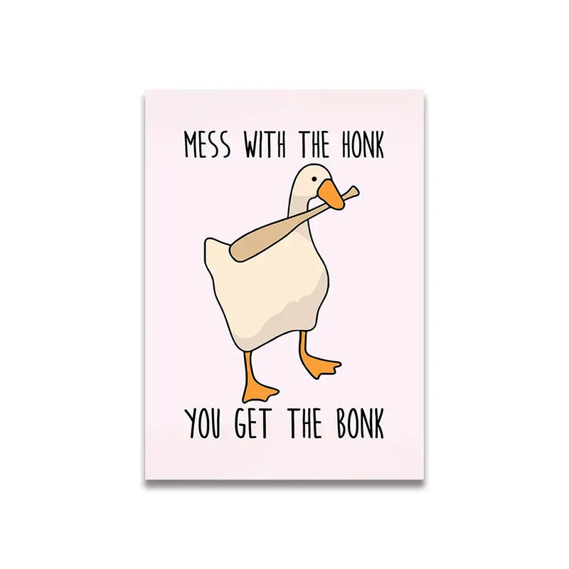 Vintage duck pink cartoon print nursery wall art