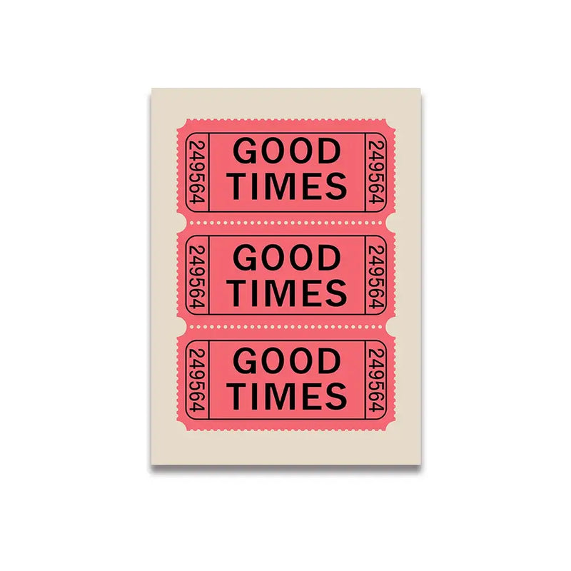 Vintage pink cartoon print good times ticket wall art bedroom decor