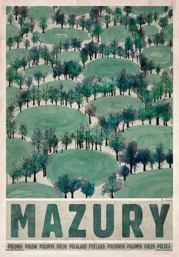 Vintage mazury forest canvas wall art living room poland city posters