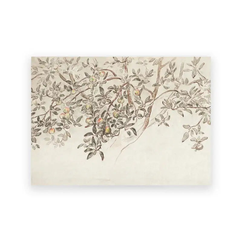 Vintage sepia botanical branch canvas print – living room summer landscape
