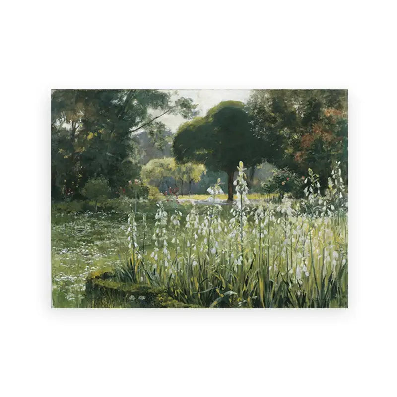 Vintage summer landscape oil painting garden scene living room canvas
