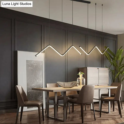 Modern black w-shaped led pendant light fixture for dining room