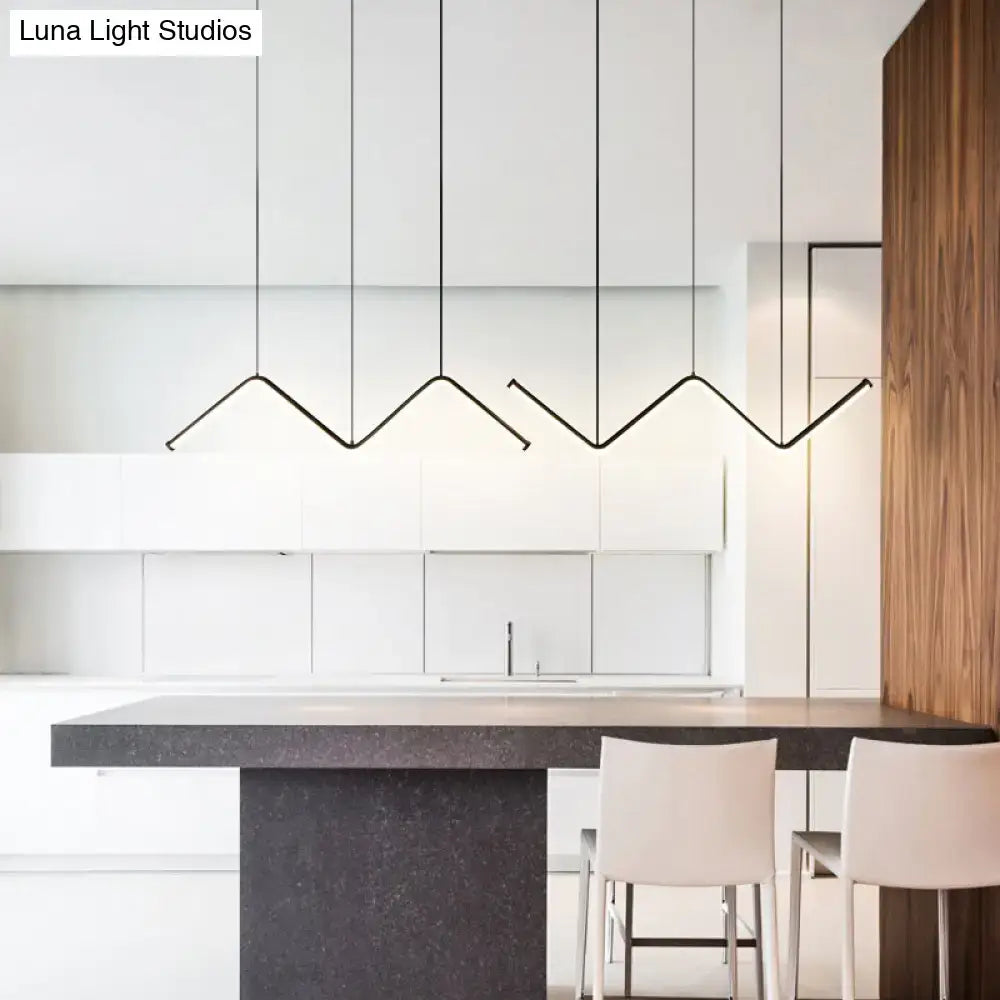 Modern black w-shaped led pendant light fixture for dining room