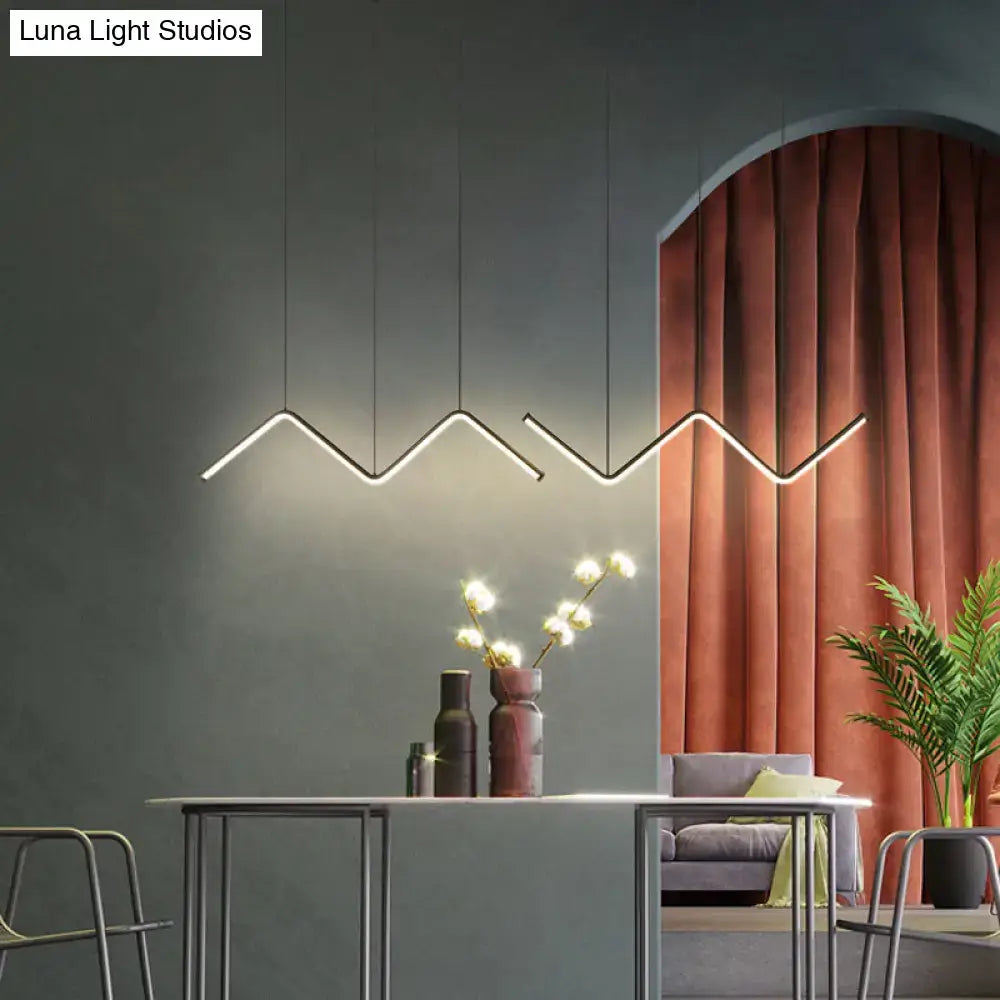 Modern black w-shaped led pendant light fixture for dining room