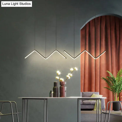 Modern black w-shaped led pendant light fixture for dining room