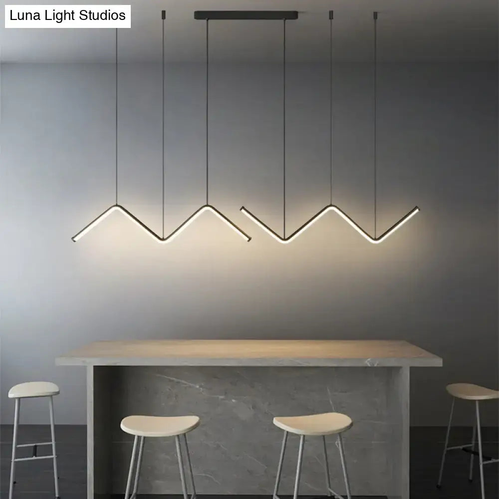 Modern black w-shaped led pendant light fixture for dining room