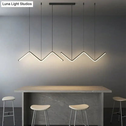 Modern black w-shaped led pendant light fixture for dining room