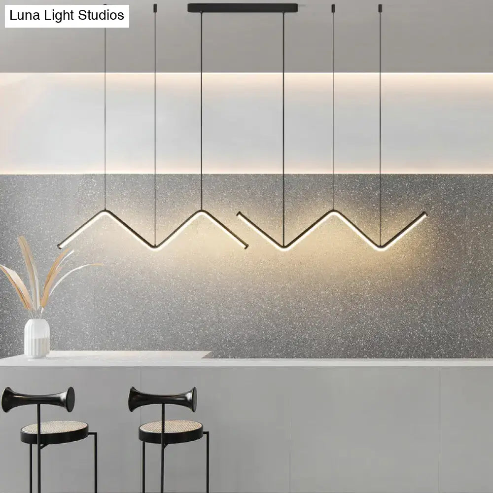 Modern black w-shaped led pendant light fixture for dining room