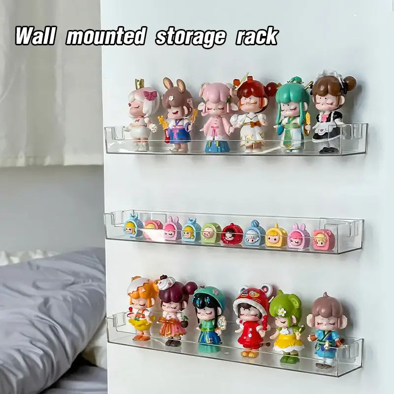 Modern clear acrylic wall mounted transparent storage rack bedroom