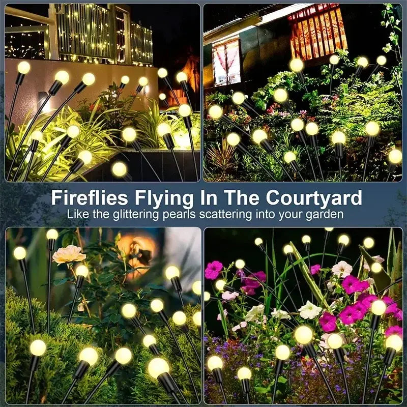 Warm white solar led firework lights garden stake decor