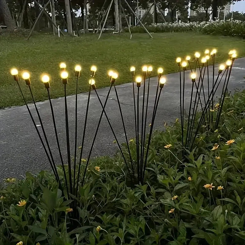 Warm white solar led firework lights garden stake decor