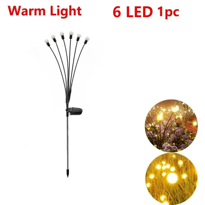 Warm white solar led firework lights garden stake decor