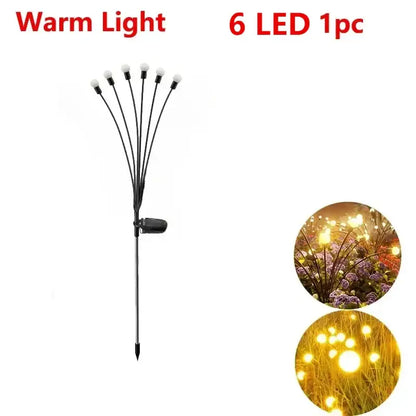Warm white solar led firework lights garden stake decor