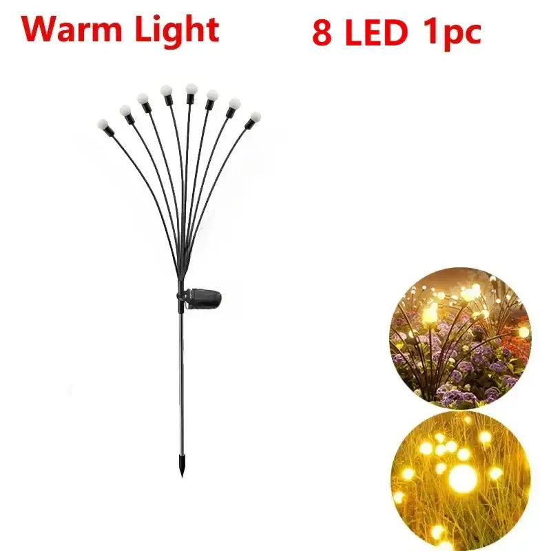 Warm white solar led firework lights garden stake decor