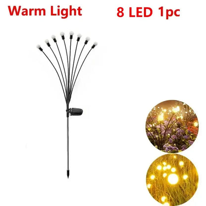Warm white solar led firework lights garden stake decor
