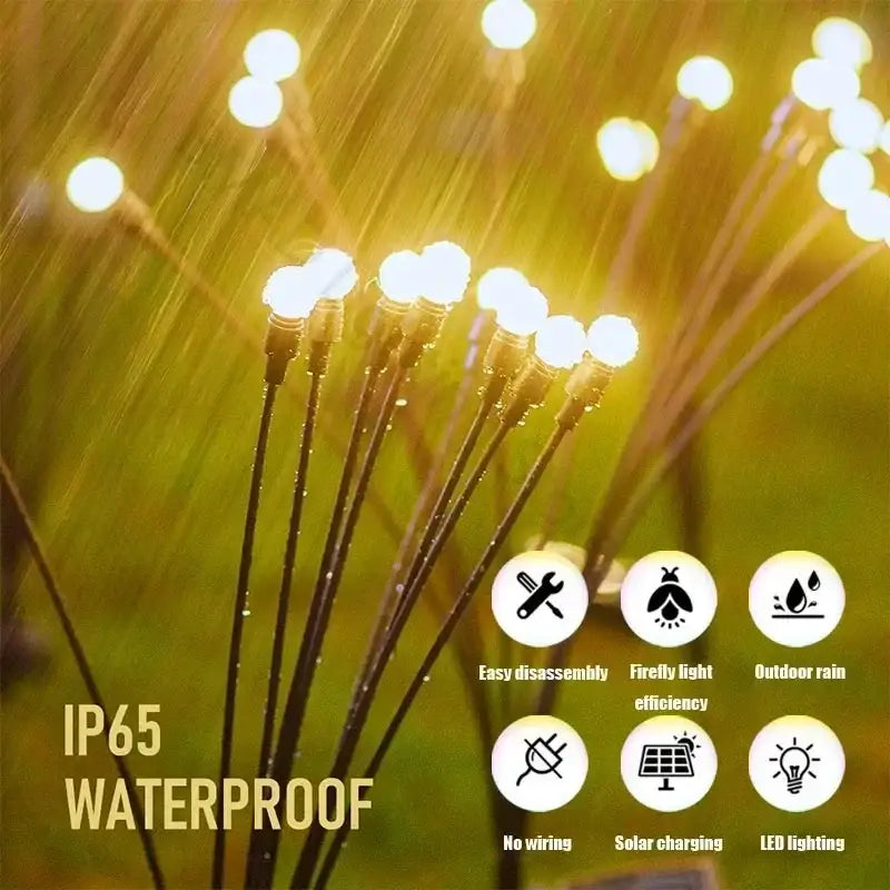 Warm white solar led firework lights garden stake decor