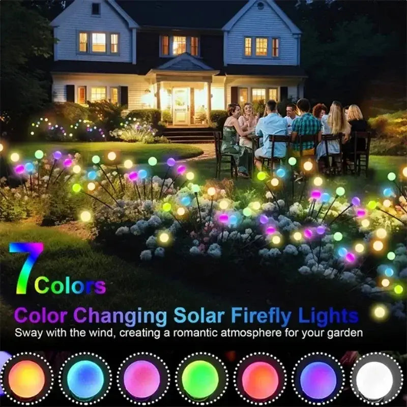Warm white solar led firework lights garden stake decor
