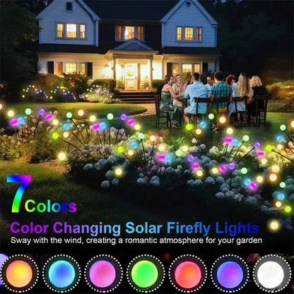 Warm white solar led firework lights garden stake decor