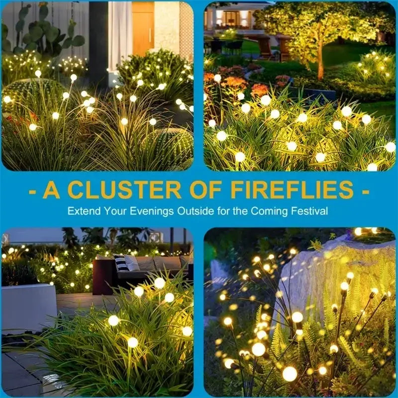 Warm white solar led firework lights garden stake decor