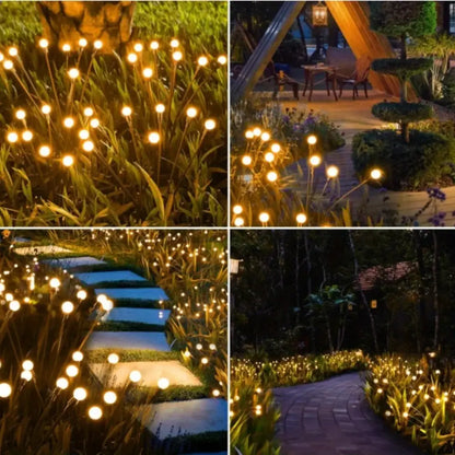 Warm white solar led firework lights garden stake decor