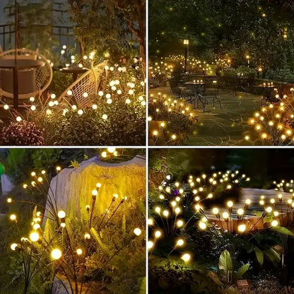 Warm white solar led firework lights garden stake decor