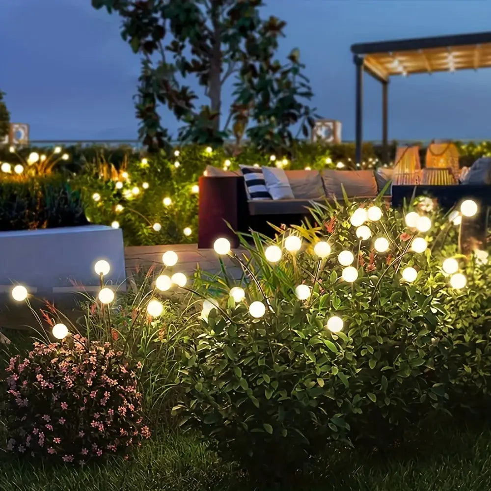 Warm white solar led firework lights garden stake decor