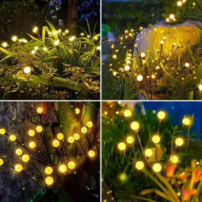 Warm white solar led firework lights garden stake decor
