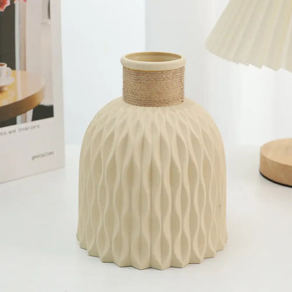 Modern white & gray water ripple plastic vase living room decor