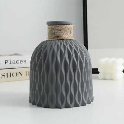 Modern white & gray water ripple plastic vase living room decor