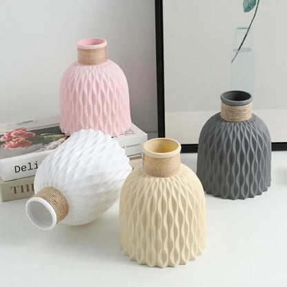 Modern white & gray water ripple plastic vase living room decor