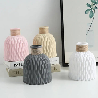 Modern white & gray water ripple plastic vase living room decor