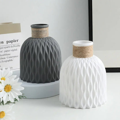 Modern white & gray water ripple plastic vase living room decor
