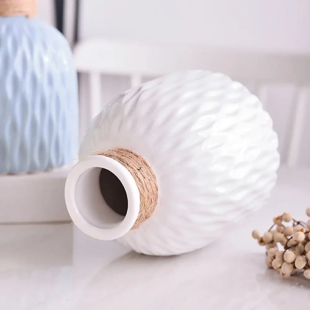 Modern white & gray water ripple plastic vase living room decor