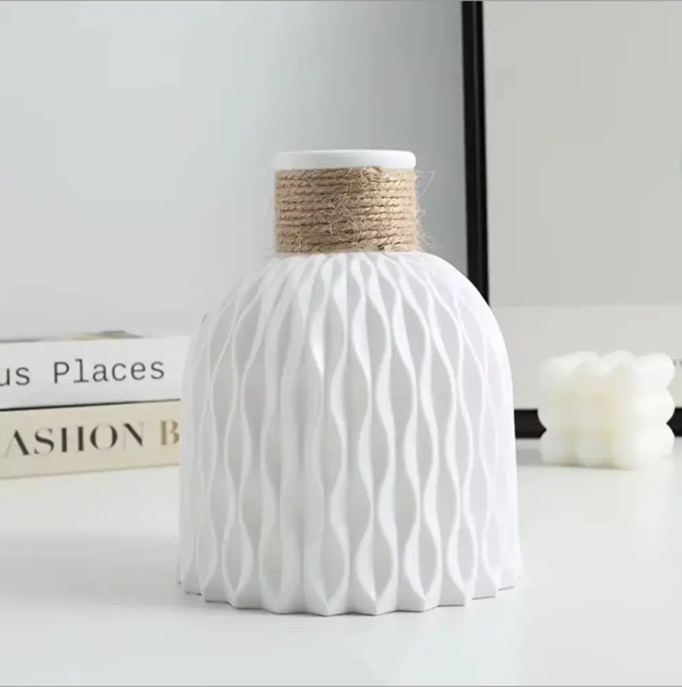 Modern white & gray water ripple plastic vase living room decor